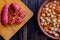 Chickpea dish on wooden background