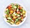 Chickpea Summer salad with pomegranate seeds