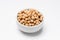 Chickpeas bowl on white background