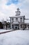 Chido Museum in Tsuruoka park, Yamagata in winter snow, vertical