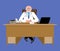 Chief doctor at desk. Medical Office. Physician working in his o