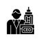 Chief executive black glyph icon