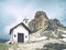 Chiesetta Alpina, Tre Cime trail.  Small white chapel