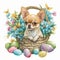 Chihuahua Amongst Spring Flowers and Easter Eggs AI Generated