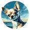 Chihuahua Beach Bliss: Pop Art Painting With Realistic Landscapes