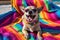 Chihuahua Beach Day: Playful Pup with Sunglasses on Colorful Towel