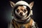 Chihuahua Dog Dressed As An Astronaut At Work