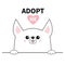 Chihuahua dog head face. Hands paw holding line. Adopt me. Help homeless animal Pet adoption. Pink heart. Cute cartoon puppy chara