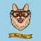 Chihuahua dog Pilot. Dog breed. Pilot s glasses. Vector.