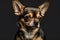 Chihuahua dog portrait on black background. Neural network AI generated