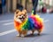 Chihuahua dog in pride parade. Concept of LGBTQ pride. AI generated