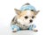 Chihuahua dressed in silver winter coat