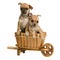 Chihuahua puppies inside the wooden cart
