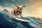 Chihuahua Riding Surfboard Image. Generative AI