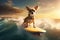 Chihuahua Riding Surfboard Image. Generative AI