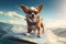 Chihuahua\\\'s Beach Adventure: Sunglassed Pup Rides the Surfboard with Joy - Generative AI