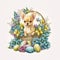 Chihuahua and Springtime Delights: Easter Eggs and Flowers AI Generated