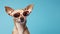 Chihuahua In Sunglasses: Retro Glamor On Blue Background