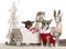 Chihuahuas, 3 years old, in Christmas sleigh