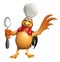 Chiken cartoon character with chef hat and spoon