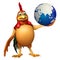 Chiken cartoon character with earth