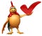 Chiken cartoon character with right sign