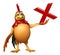 Chiken cartoon character with wrong sign