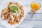 Chilaquiles rojos with chicken and avocado mexican food mexico breakfast