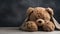 Child abuse concept. Teddy bear covering eyes