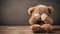 Child abuse concept. Teddy bear covering eyes