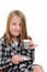 Child acting like young lady with tea