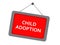 child adoption sign on white