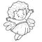 Child angel character is drawn in outline, coloring, isolated object on white background, vector illustration,