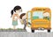 Child Boarding School Bus