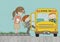 Child Boarding School Bus Background Color