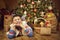Child Boy Christmas Tree, Happy Kid, Dreaming Xmas Present Gift