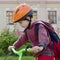 Child boy cyclling on bike