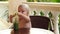 Child boy drinking and playing with a healthy vegetable-fruit smoothie - healthy eating, vegan, vegetarian, organic food