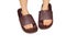 Child - the boy puts on daddy`s flip flops, large, not in size