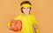 Child boy in sportswear with ball. Sport for children. Basketball player. Healthy lifestyle.