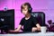 Child broadcasts online on YouTube  boy gamer streams in headphones