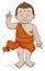 Child Buddha pointing with its fingers to heaven and earth, Vector illustration