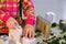 A child builds a model of the house, streets and areas of the city