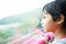 Child in cable car at Ngong Ping