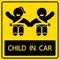 Child in car danger sign and symbol vector