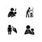 Child care black glyph icons set on white space