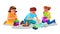 Child Care Center Children Playing Toys Vector