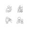 Child care linear icons set