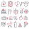 Child care thin line icons