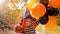 A child in a carnival costume on Halloween with large colored balloons. Little girl in the autumn park. The focus is